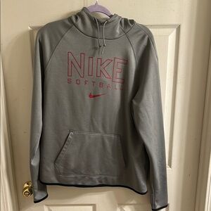 Nike Gray Sweatshirt Hoodie with Red Logo
